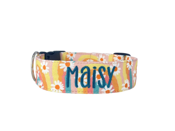 Personalized Dog Collar Wavy Daisy Dog Collar Duke Fox