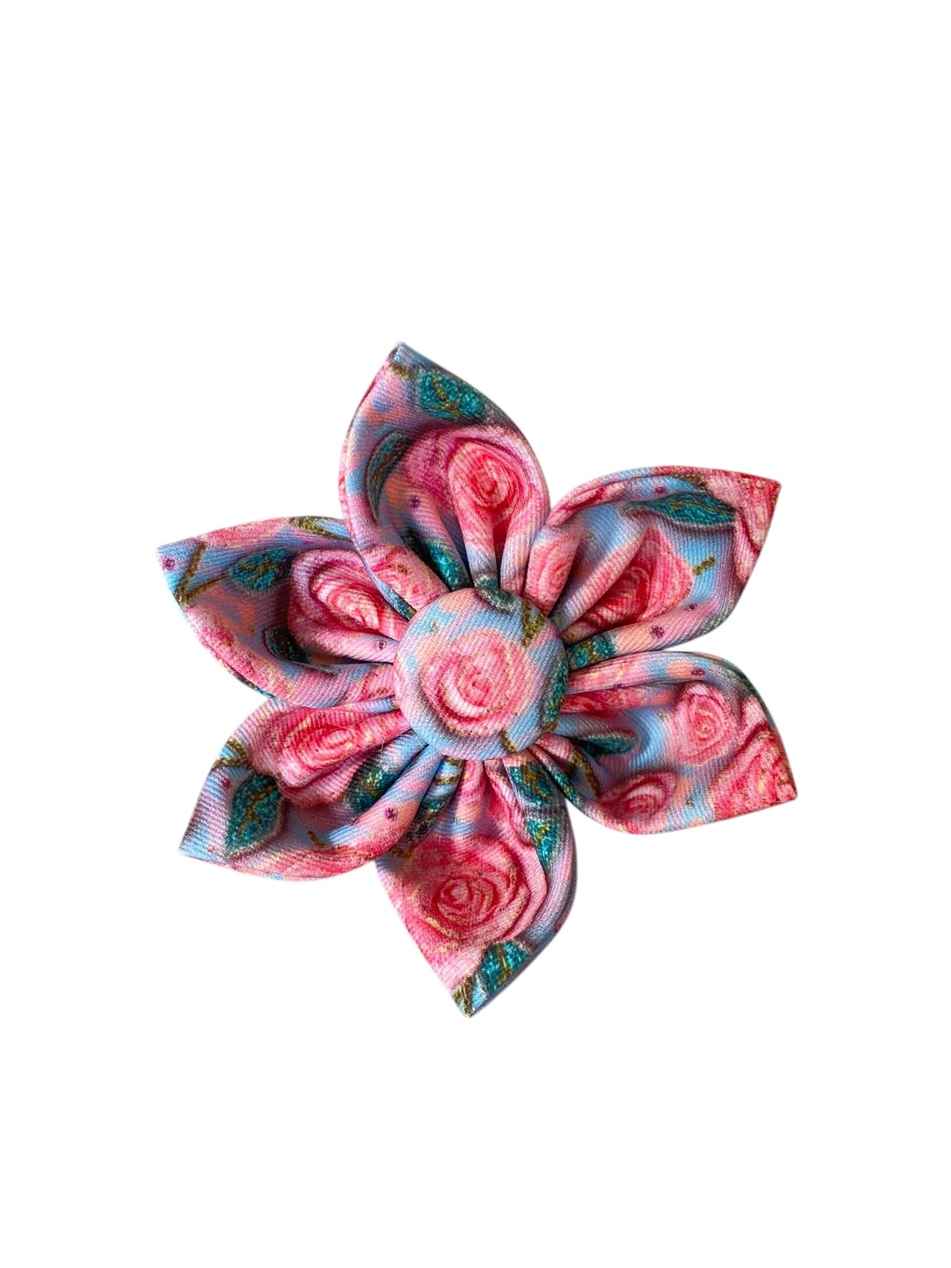 This dainty sugar rose dog collar flower is a charming accessory to add a playful and stylish touch to your pet’s look. Available in 2.5" or 4" sizes, it attaches securely to any collar using a Velcro closure, which can be trimmed down for a snug fit. Lightweight and easy to use, this versatile flower is perfect for dressing up your furry friend for any occasion!