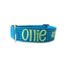 Stay classic and sophisticated with a houndstooth collar! Add a pop of color with lime or yellow, or be dapper with navy thread. Get a polka dot bowtie to coordinate! 