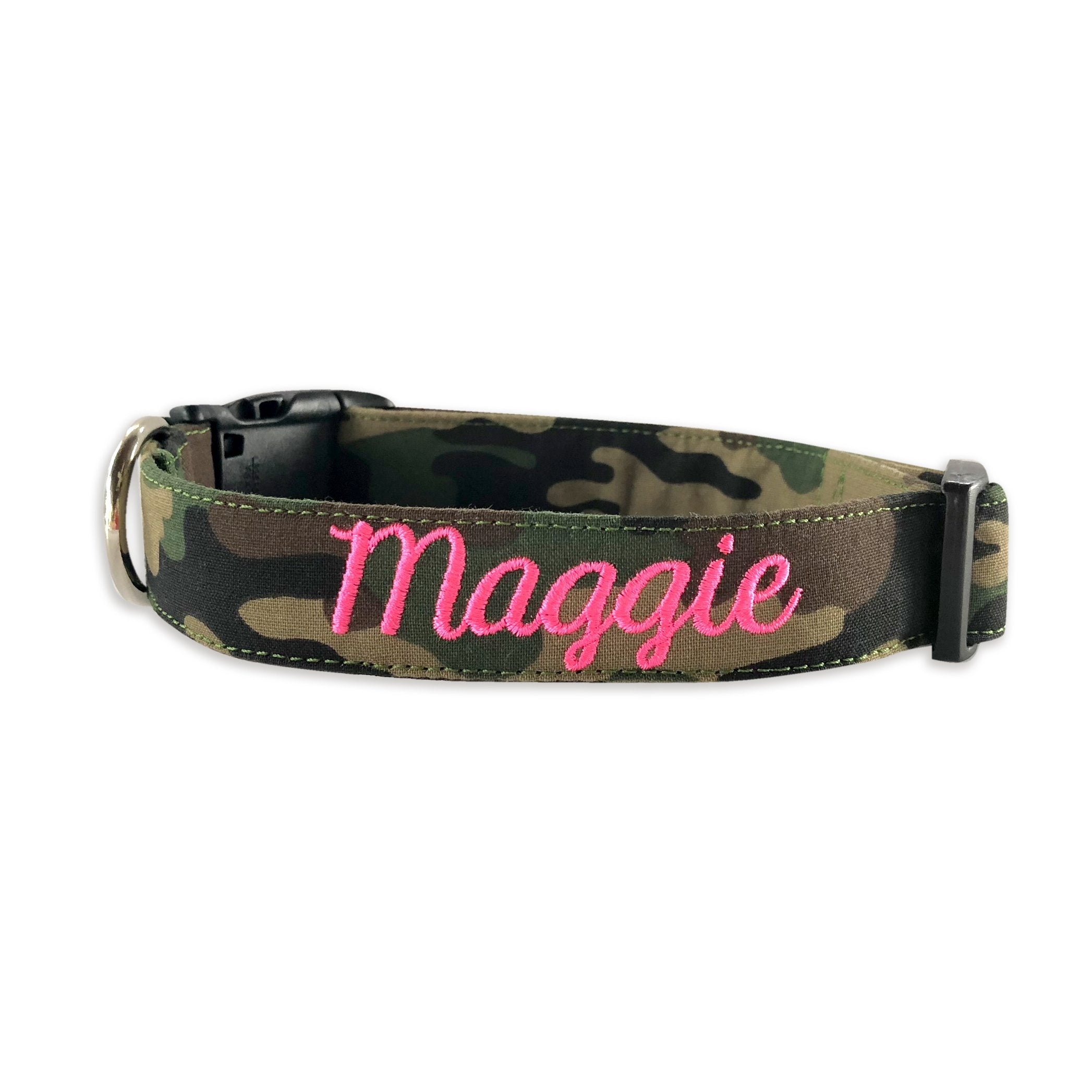 Whether choosing from a traditional dog collar, embroidered dog collar, or engraved buckle dog collar, you’ll find a great selection to choose from. Duke & Fox® personalized dog collars come in a variety of unique styles and patterns. Our embroidered collars and engraved buckle collars also add to your dog's safety and your peace of mind with critical contact information should you and your dog get separated. 