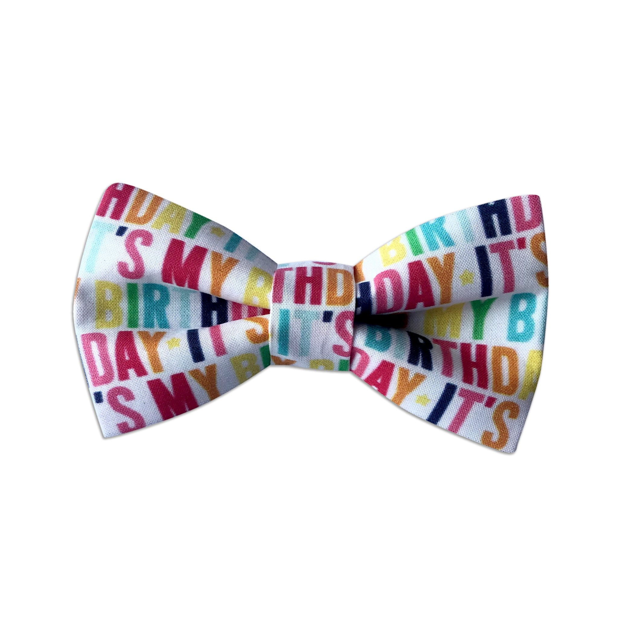 Birthday Bow Tie for Dogs, birthday dog collar accessory by Duke & Fox. Birthday Bow Tie.