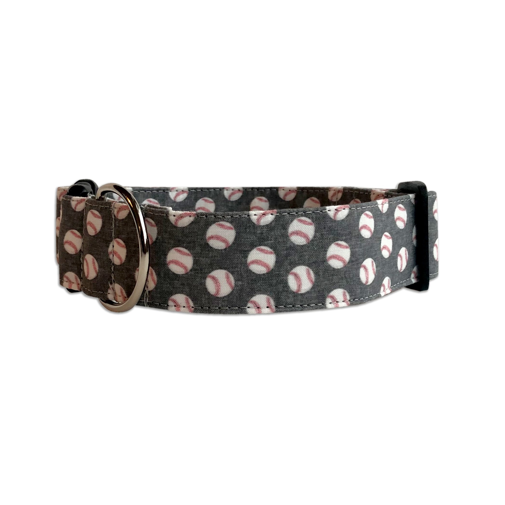 Gray Baseball Dog Collar. Personalized Dog Collar. Duke and Fox Dog Collar. Custom dog collar. Embroidered Dog Collar.