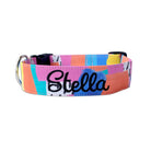 Duke & Fox Personalized Dog Collar, Embroidered Abstract Dog Collar. Pink Embroidered Dog Collar with the option of an engraved buckle.  Custom Dog Collar with embroidery. Show your true colors, be bright, be fun, and demand attention in a one of kind collar.