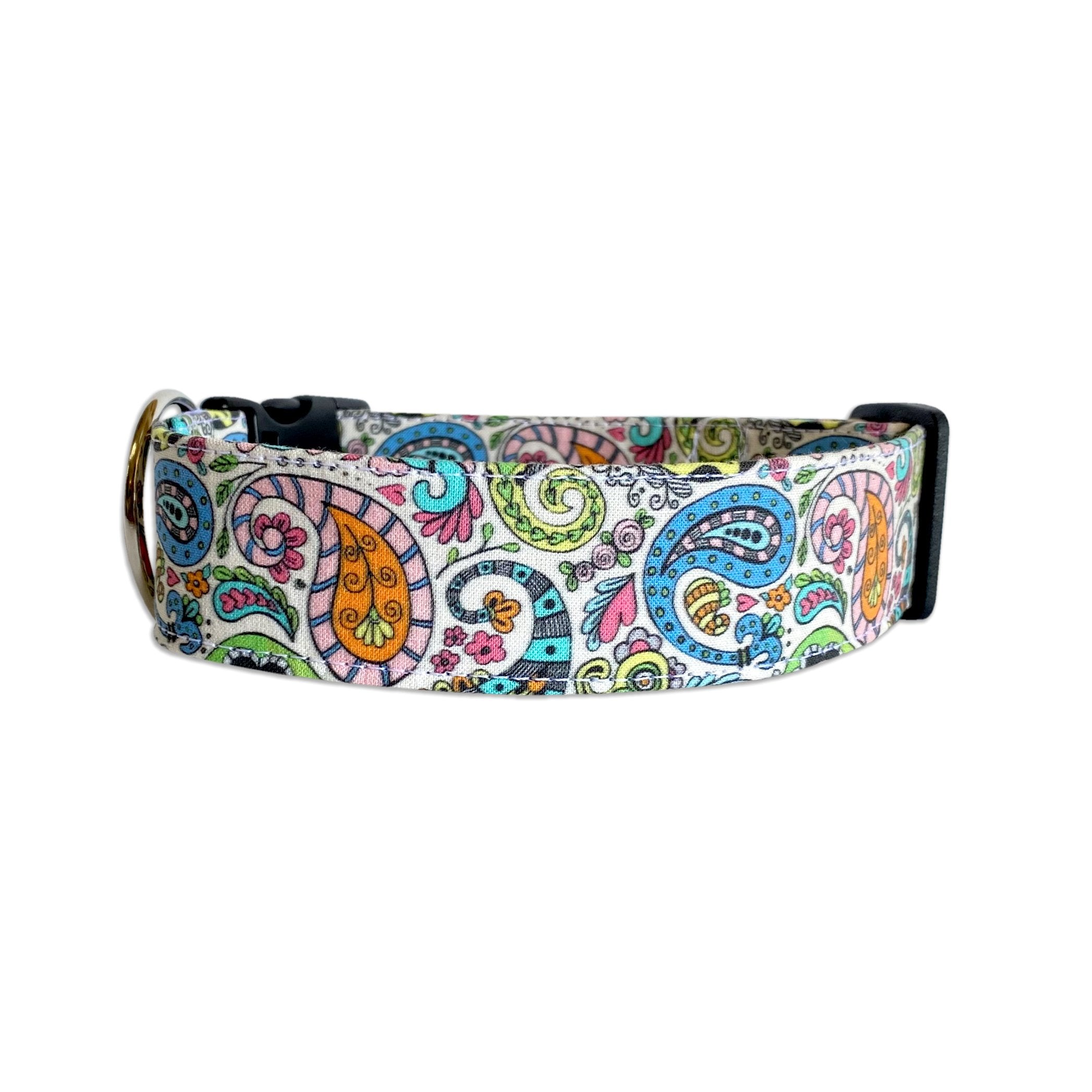 Paisley Dog Collar. Personalized Dog Collar. Custom Dog Collar by Duke & Fox. Embroidered Dog Collar.
