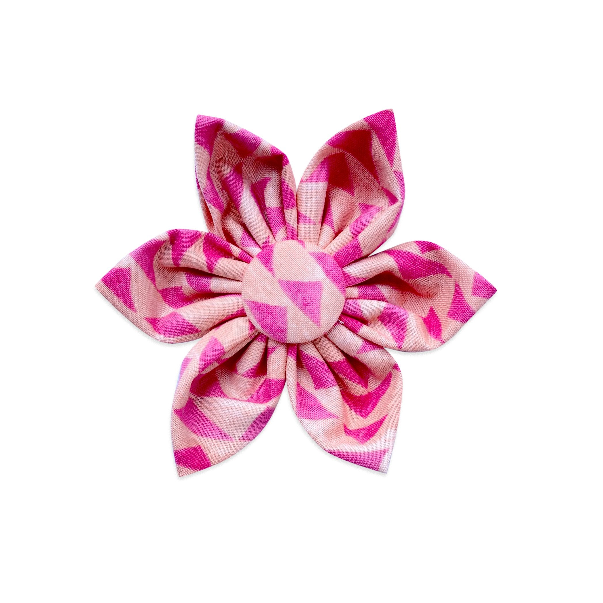 Dog Collar Accessory. Dog Collar Flower. Two toned with pale pink base and darker pink triangles.