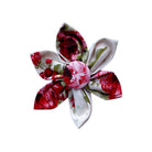 Shabby Chic Dog Collar Flower. Dog collar accessory by Duke & Fox. Cream  fabric with pink and red roses.