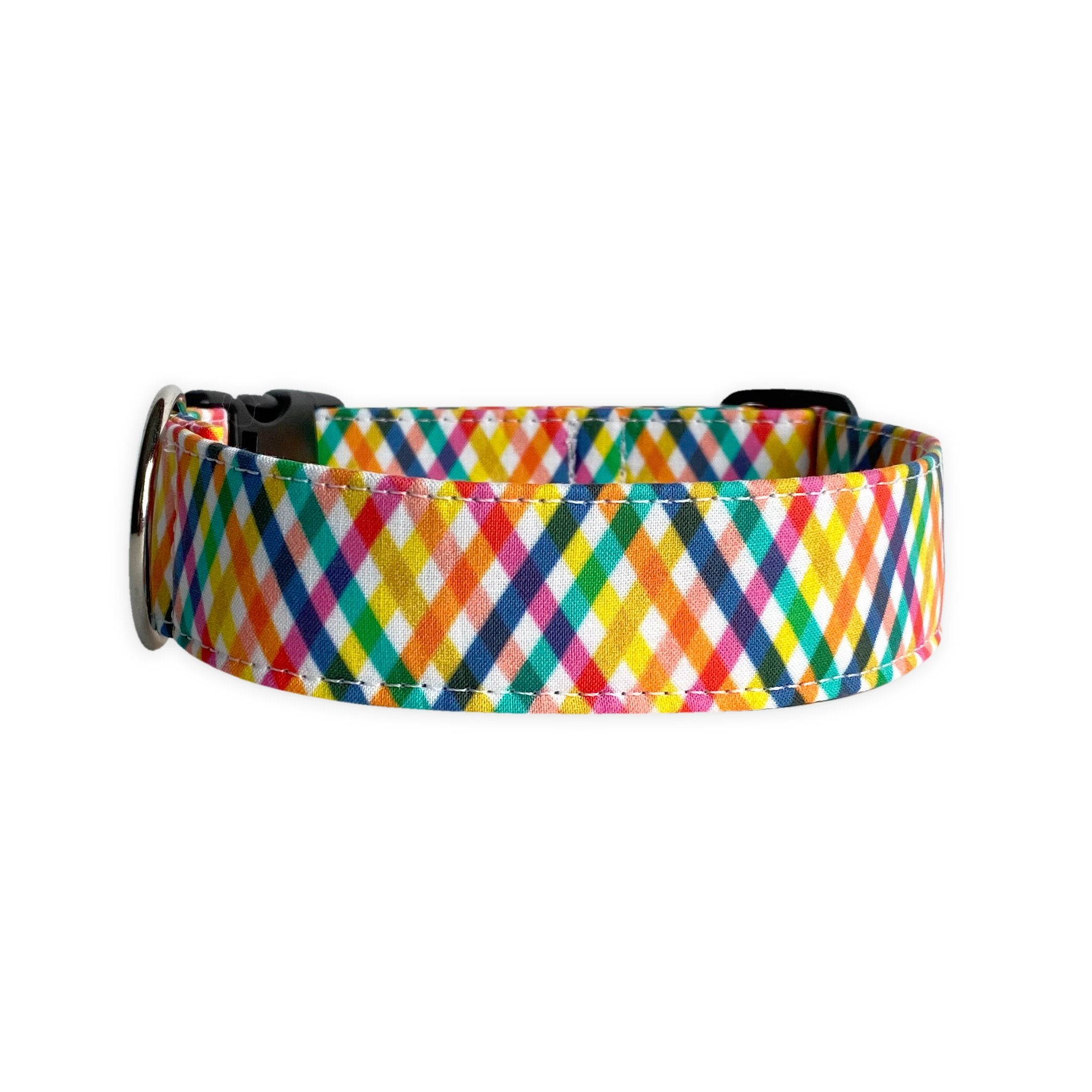 Personalized Dog Collar by Duke & Fox. Custom Dog Collar. Embroidered Dog Collar. Rainbow Dog Collar.