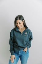 Floral monogram embroidered 1/4 zip sweatshirt. Boy Mom Sweatshirt, Gifts for Her, Monogram shirt, Mama Sweatshirt, Mother's Day Gift, Mom of Boys Shirt, Mama Shirt, GIGI SHirt, Grandma Sweatshirt, Granny Shirt, Custom Sweatshirt, Girl Mama Shirt, Girl Mom Shirt, monogram sweatshirt