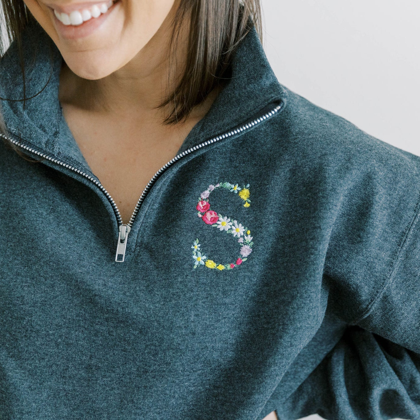 Floral monogram embroidered 1/4 zip sweatshirt. Boy Mom Sweatshirt, Gifts for Her, Monogram shirt, Mama Sweatshirt, Mother's Day Gift, Mom of Boys Shirt, Mama Shirt, GIGI SHirt, Grandma Sweatshirt, Granny Shirt, Custom Sweatshirt, Girl Mama Shirt, Girl Mom Shirt, monogram sweatshirt