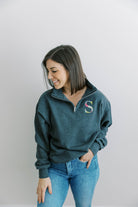 Floral monogram embroidered 1/4 zip sweatshirt. Boy Mom Sweatshirt, Gifts for Her, Monogram shirt, Mama Sweatshirt, Mother's Day Gift, Mom of Boys Shirt, Mama Shirt, GIGI SHirt, Grandma Sweatshirt, Granny Shirt, Custom Sweatshirt, Girl Mama Shirt, Girl Mom Shirt, monogram sweatshirt