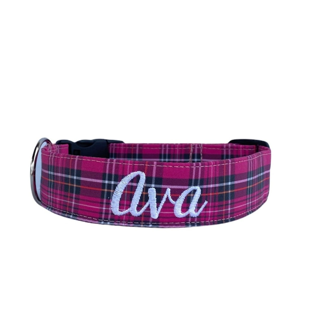 Have a Scottish Terrier? West Highland Terrier? Just love plaids? She'll look so perfectly pretty in this hot pink plaid personalized dog collar!