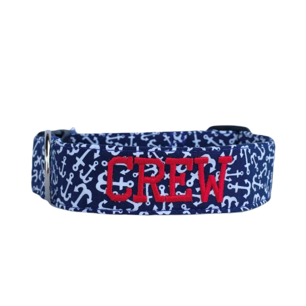 Ahoy, Matey! Whether you like to get out and boat on the lake or the sea, if you're a Navy lover, or just a beach bum...this collar is the perfect accessory for your furry best friend and your trips out!