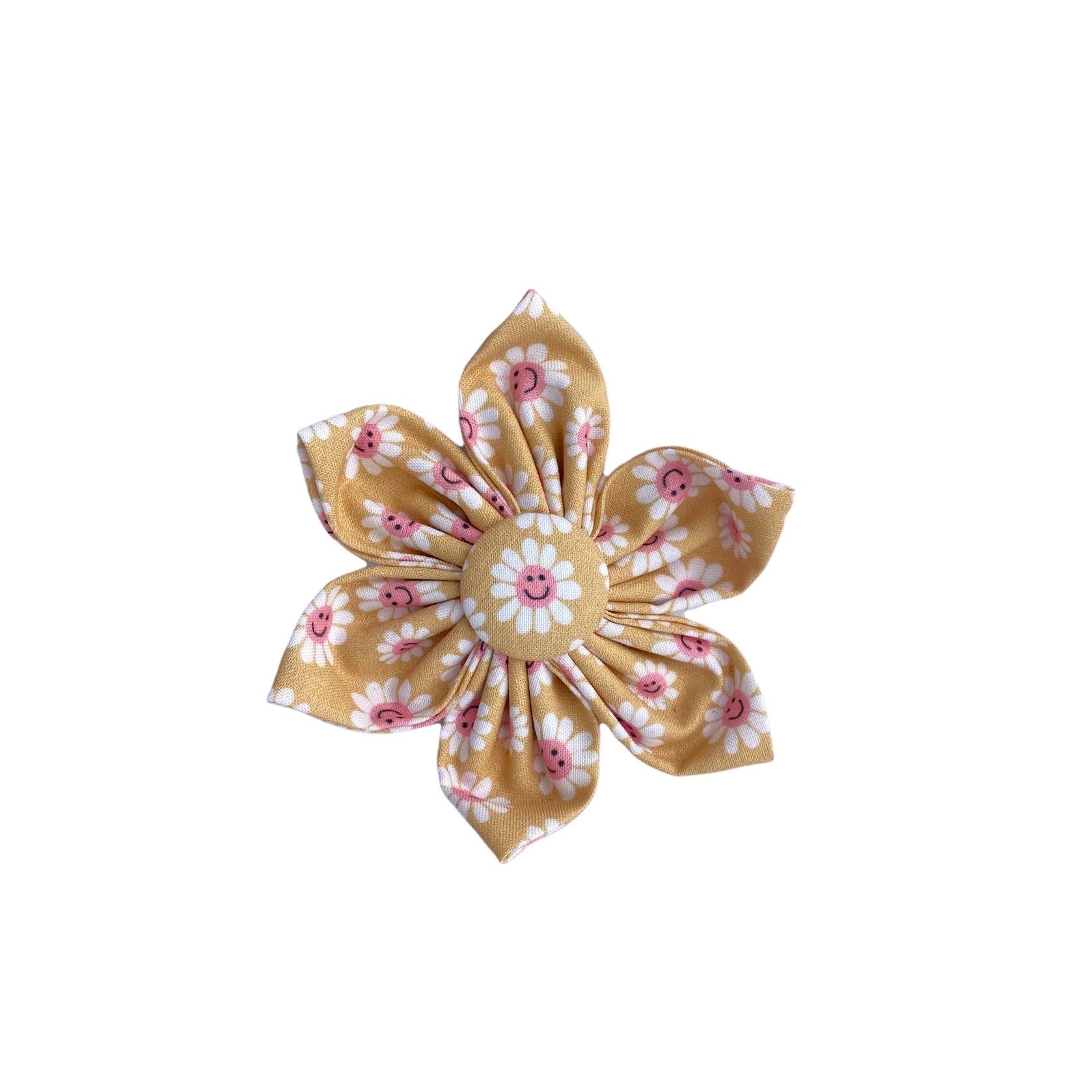 Dog Collar Accessory. Dog Collar flower with smiley face flowers.