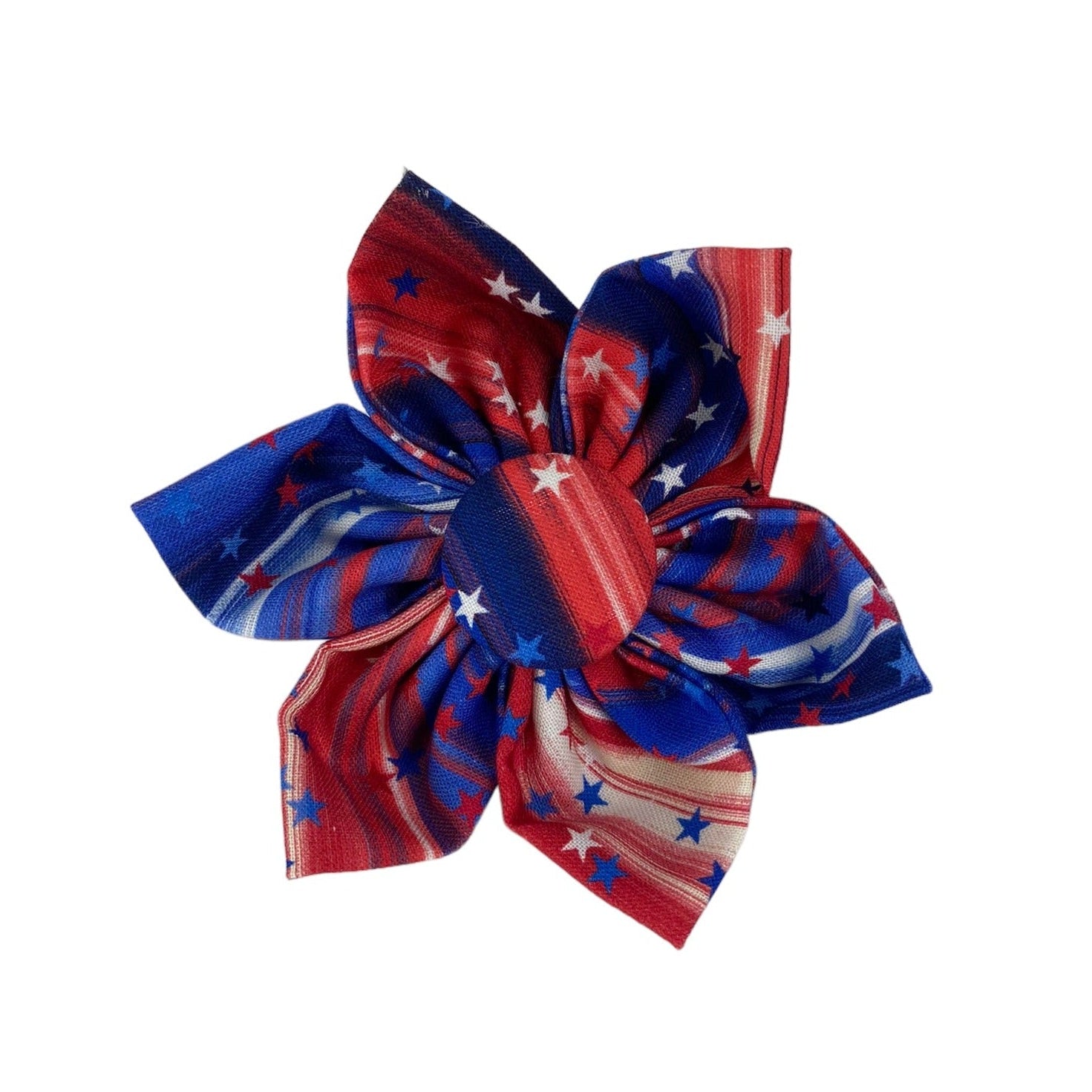 Dog Collar Accessory. Dog Collar flower by Duke & Fox. Duke and Fox dog collar flowers are removable and made to match our personalized collars. 4th of july dog collar accessory.
