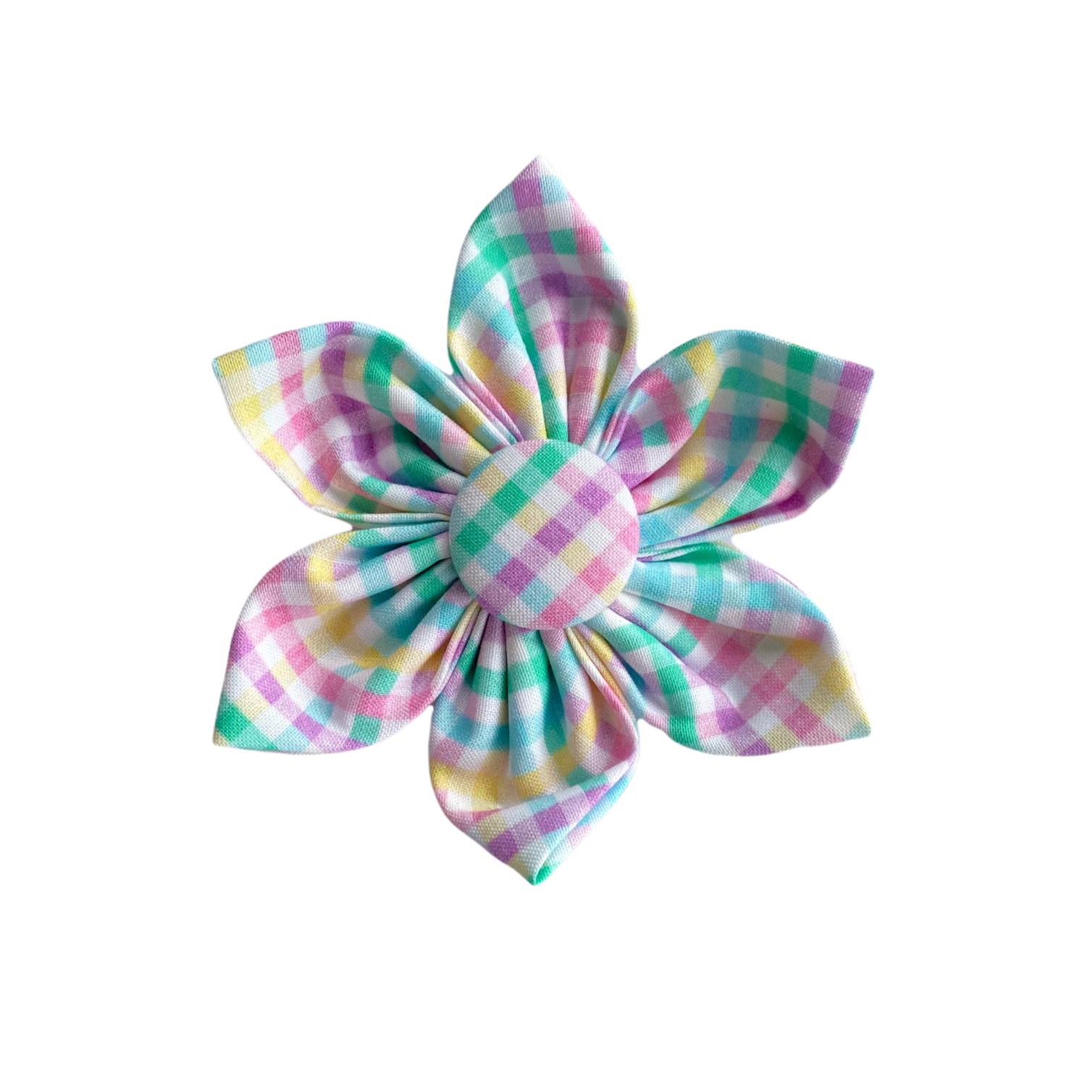 Pastel Gingham printed dog collar accesory.