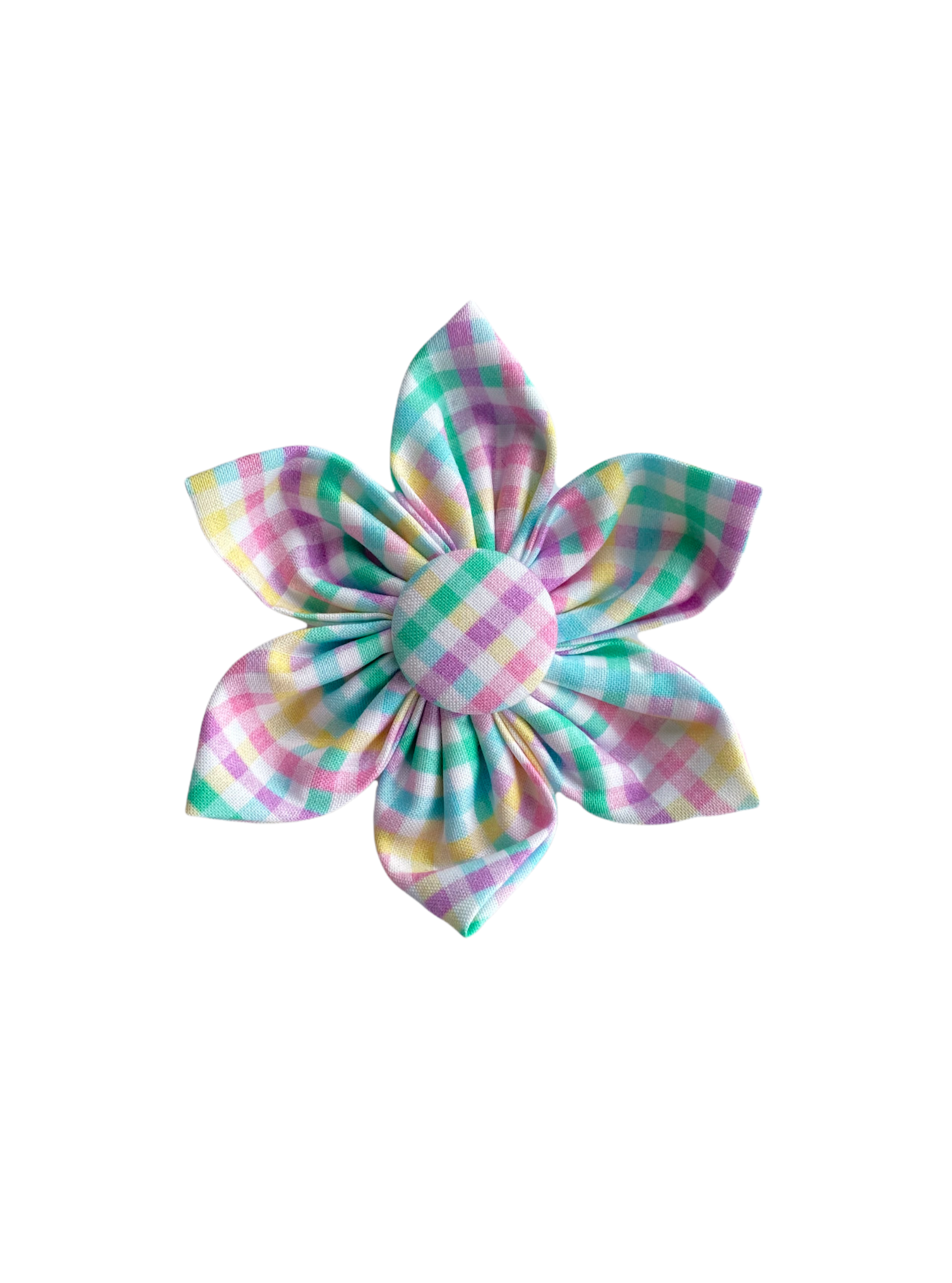 Pastel Gingham printed dog collar accesory.
