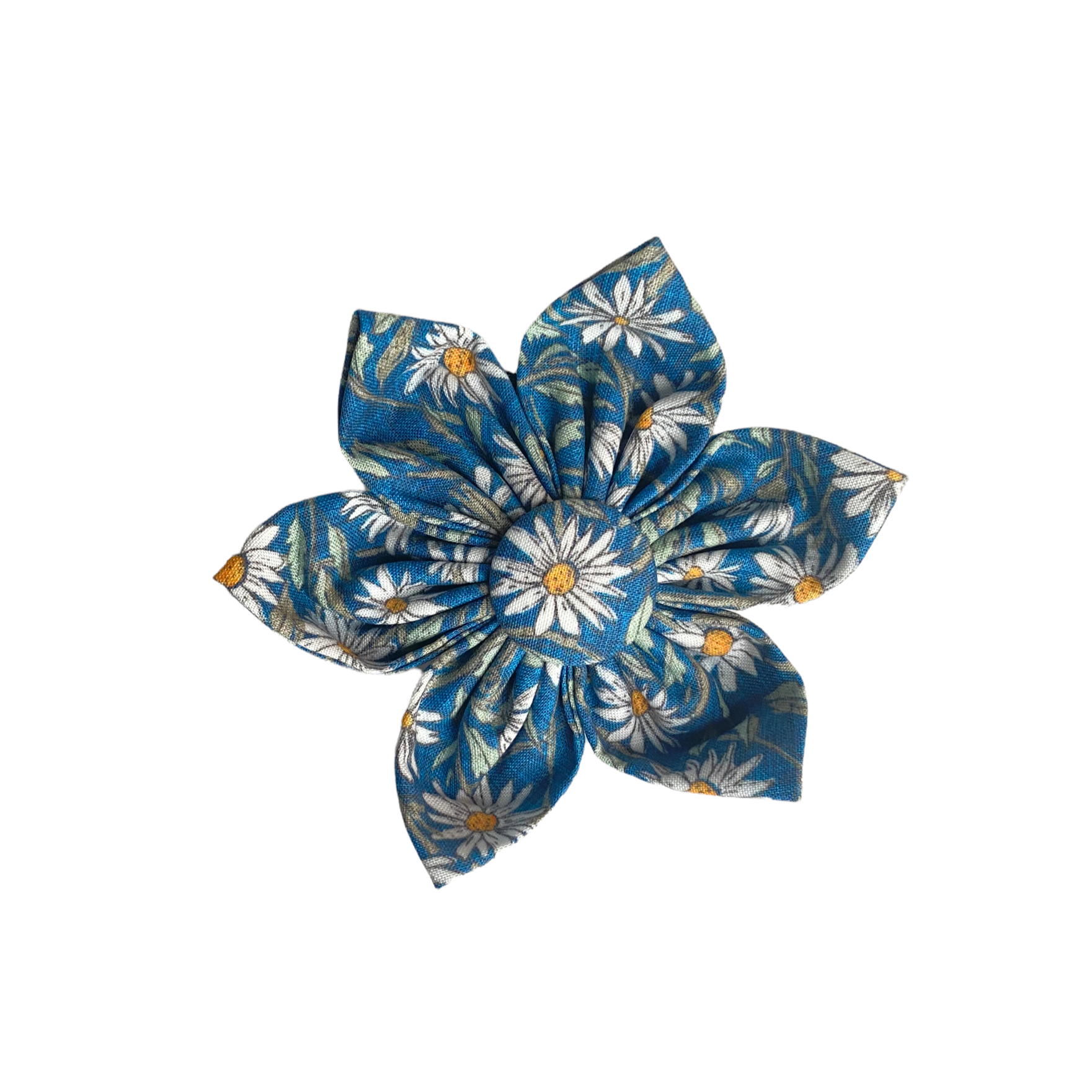 Daisy Dog Collar Accessory by Duke & Fox. Daisy for dog collars. Blue with white daisies.