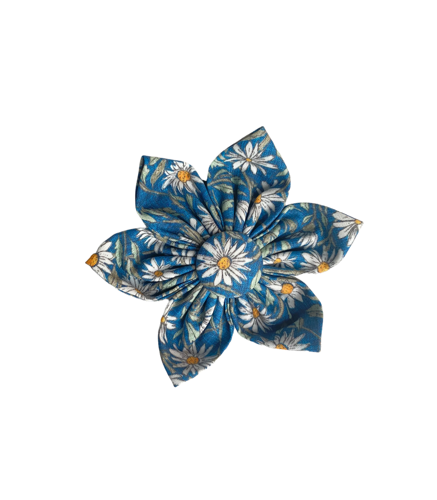 Daisy Dog Collar Accessory by Duke & Fox. Daisy for dog collars. Blue with white daisies.