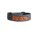 Whether choosing from a traditional dog collar, embroidered dog collar, or engraved buckle dog collar, you’ll find a great selection of personalized dog collars to choose from.  Duke & Fox® personalized dog collars come in a variety of unique styles and patterns. Our embroidered collars and engraved buckle collars also add to your dog's safety and your peace of mind with critical contact information should you and your dog get separated.  Ghost dog collar. Halloween dog collar.