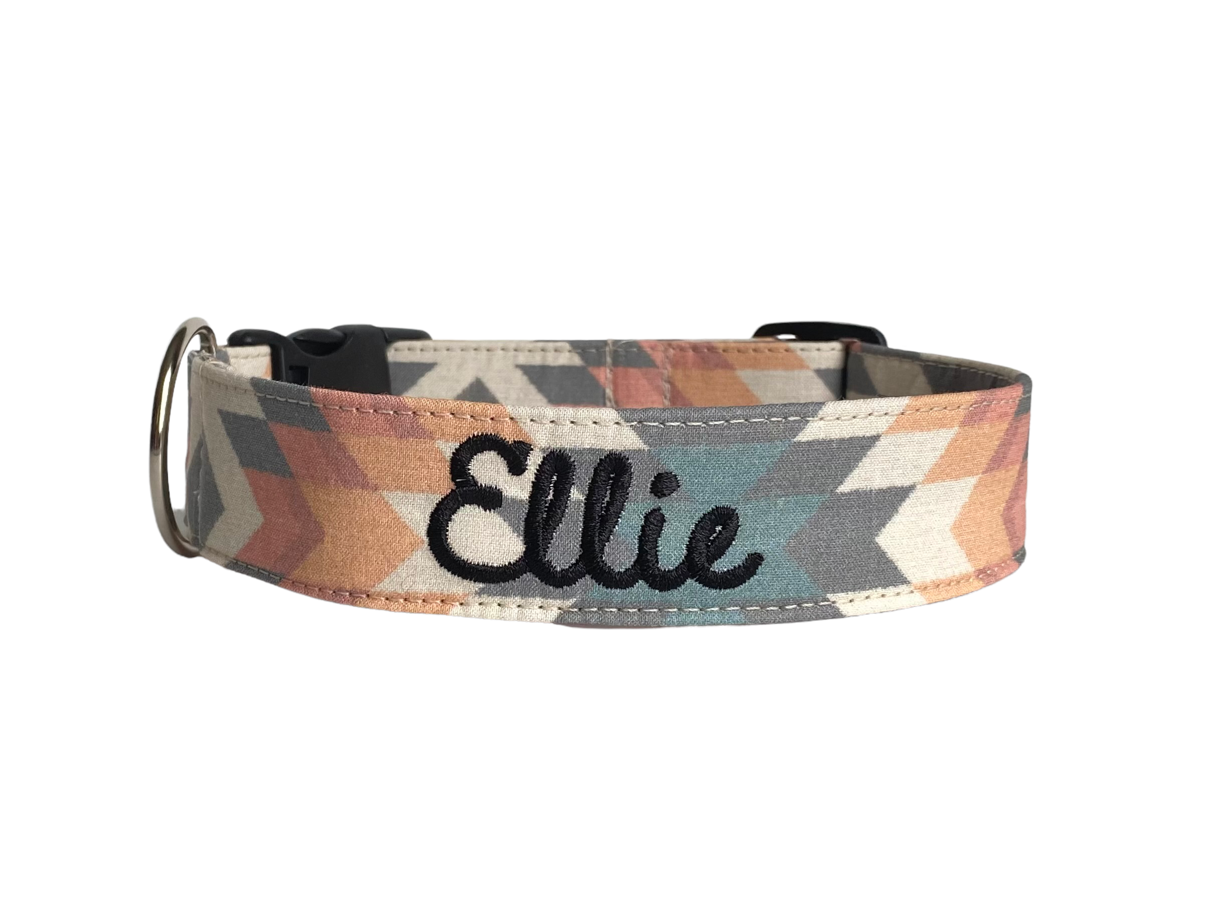 Southwestern dog collar by Duke & Fox. Fall dog collar with an embroidered name by Duke & Fox.