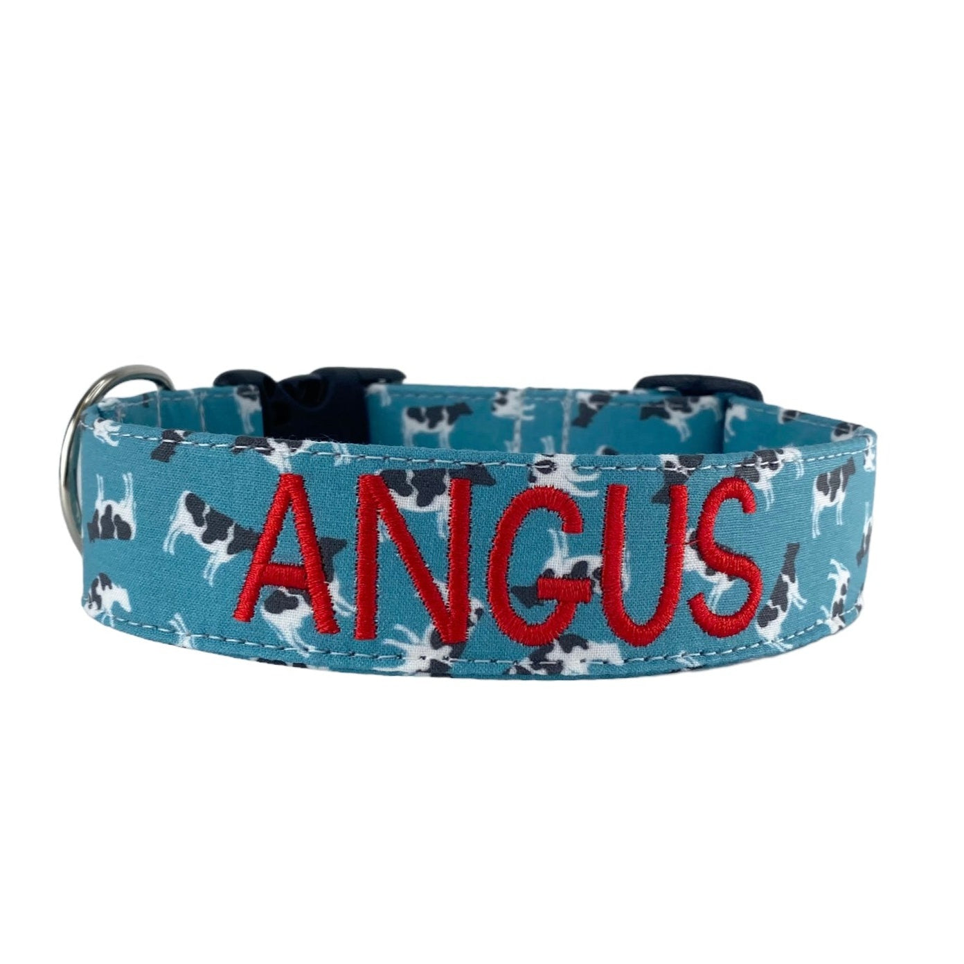 Everyone will moOoOve over to the side of the sidewalk to get a better look of your pup in their new personalized cow dog collar. 