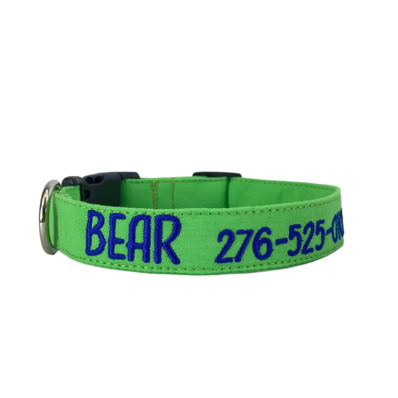 Keep it basic and stay safe with our embroidered dog collars in colors of your choice.