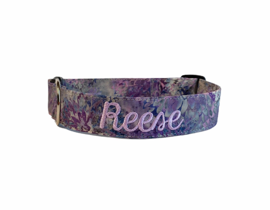 Purple & Gray Batik Dog Collar