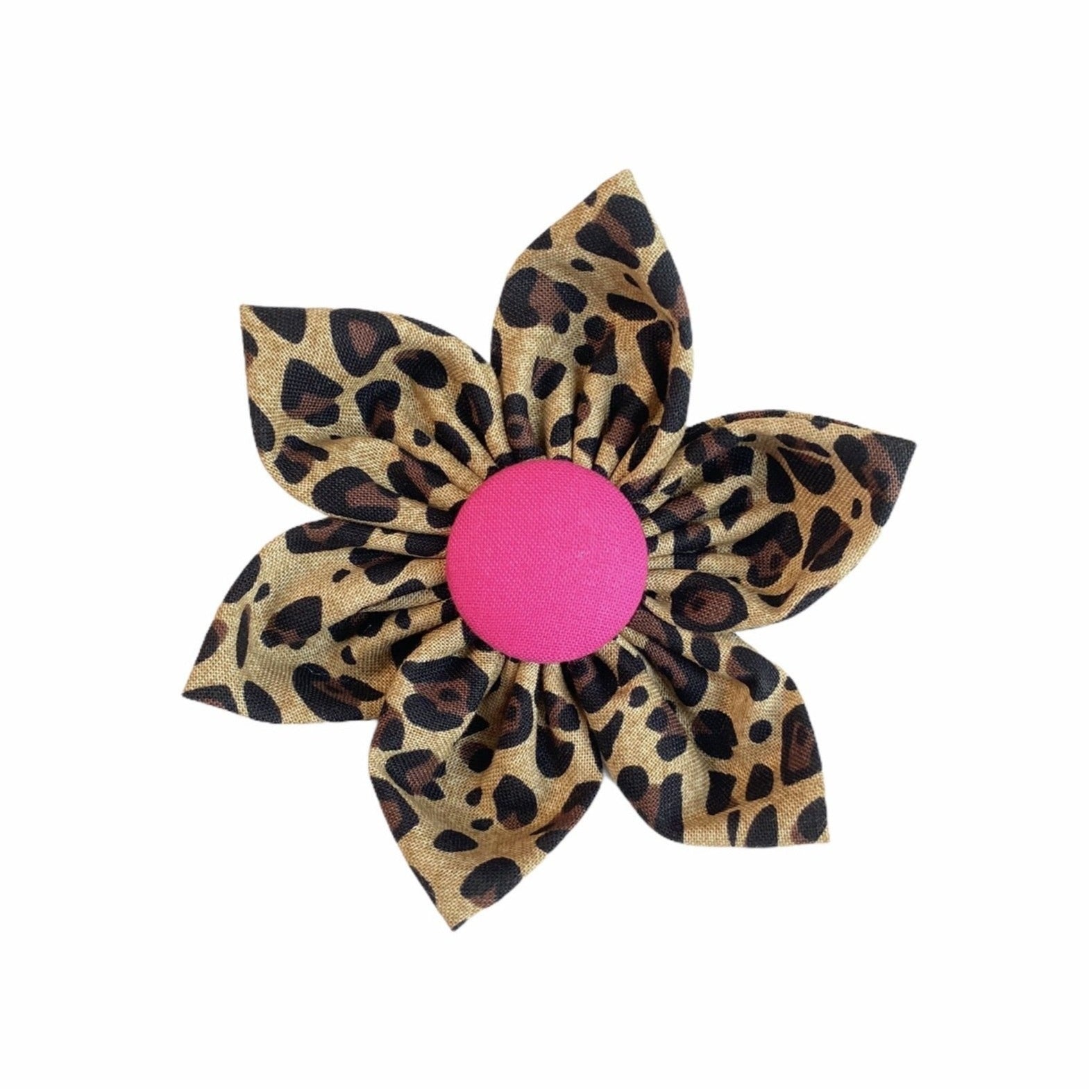 Leopard Dog Collar Flower, Dog Collar Accessory designed to fit on your pups collar.