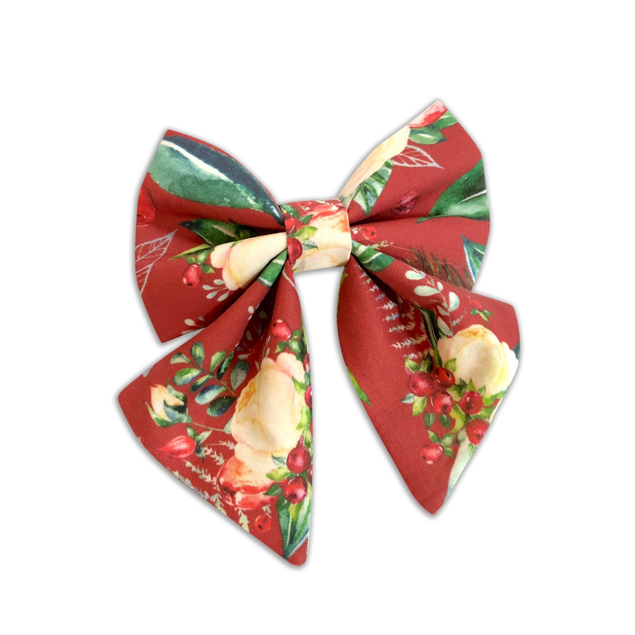 Cranberry Christmas Dog Collar Flower, Dog Collar Accessory, Girl Dog Collar Accessory