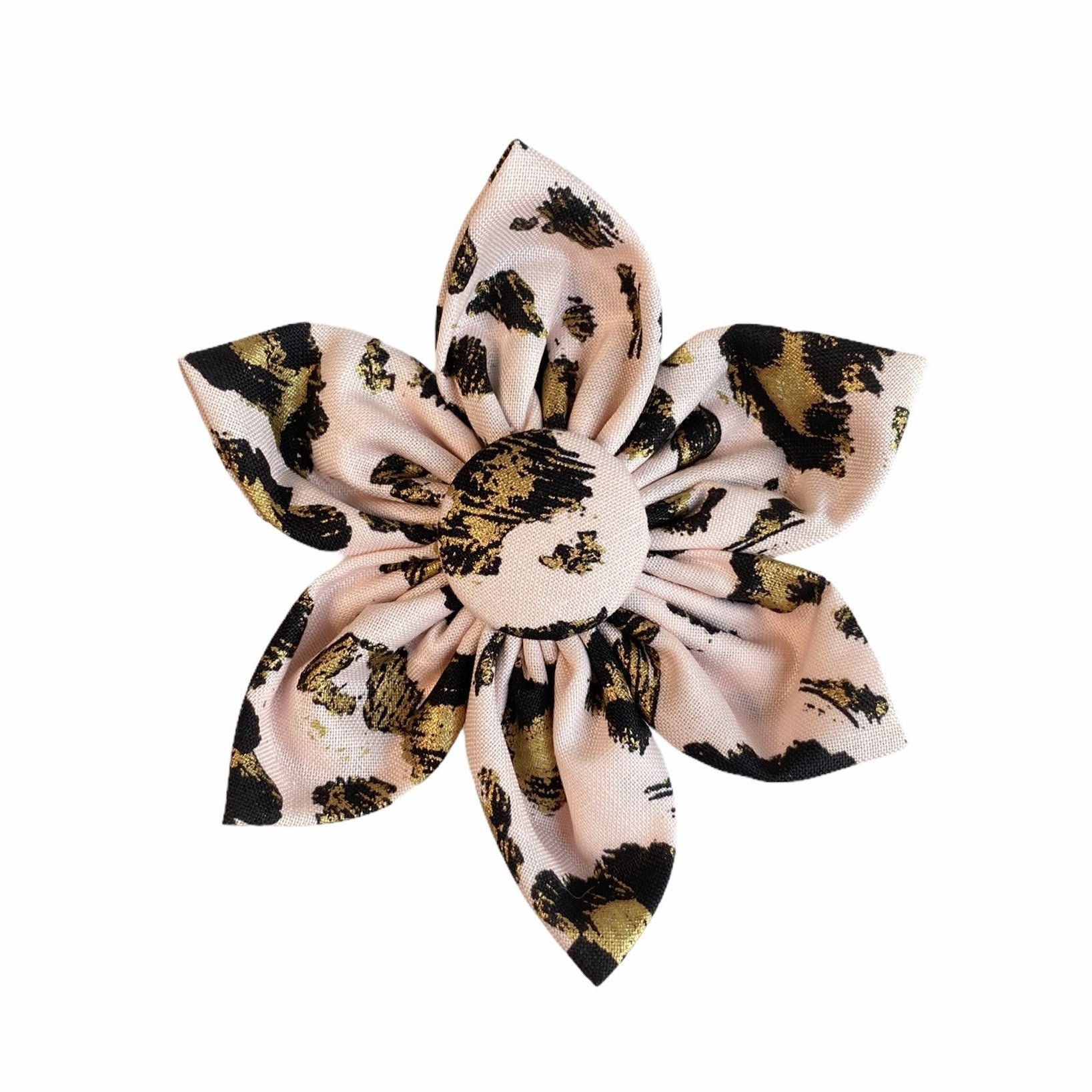 Pink Leopard Dog Collar Accessory. Dog Collar Flower. Girly print with black and gold and pink
