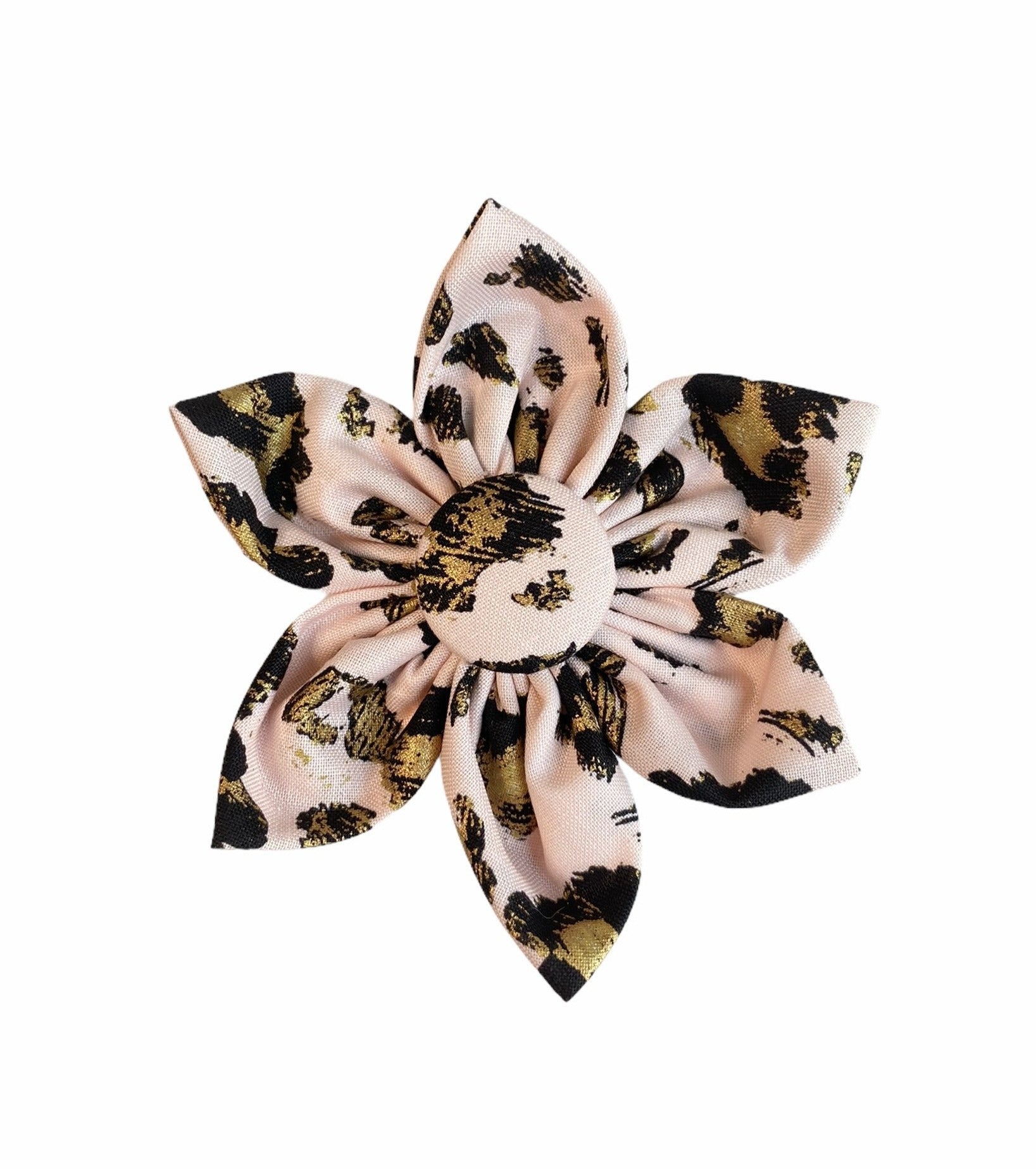 Pink Leopard Dog Collar Accessory. Dog Collar Flower.  Girly print with black and gold and pink