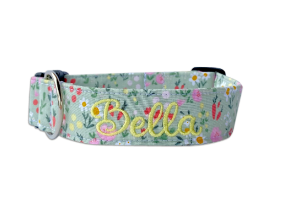 Carrots and Daisies Dog collar for spring