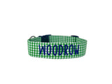 Personalized Dog Collar | Green Gingham Dog Collar | Duke & Fox®