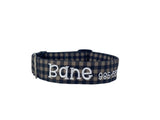 Personalized Dog Collar | Taupe Buffalo Plaid Dog Collar | Duke & Fox®