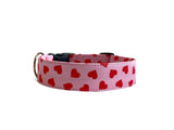 Personalized Pink and Red Heart Valentine's Dog Collar