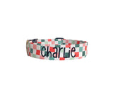 Personalized Dog Collar | Christmas Checker Dog Collar | Duke & Fox®