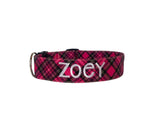 Hot Pink Tartan Dog Collar