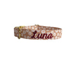 Personalized Mocha Mousse Daisy Dog Collar