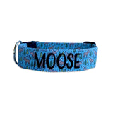 Moose dog collar. Embroidered Dog collar with moose and name embroidered in black thread. 