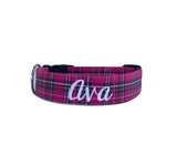 Personalized Dog Collar | Hot Pink Plaid Dog Collar | Duke & Fox®