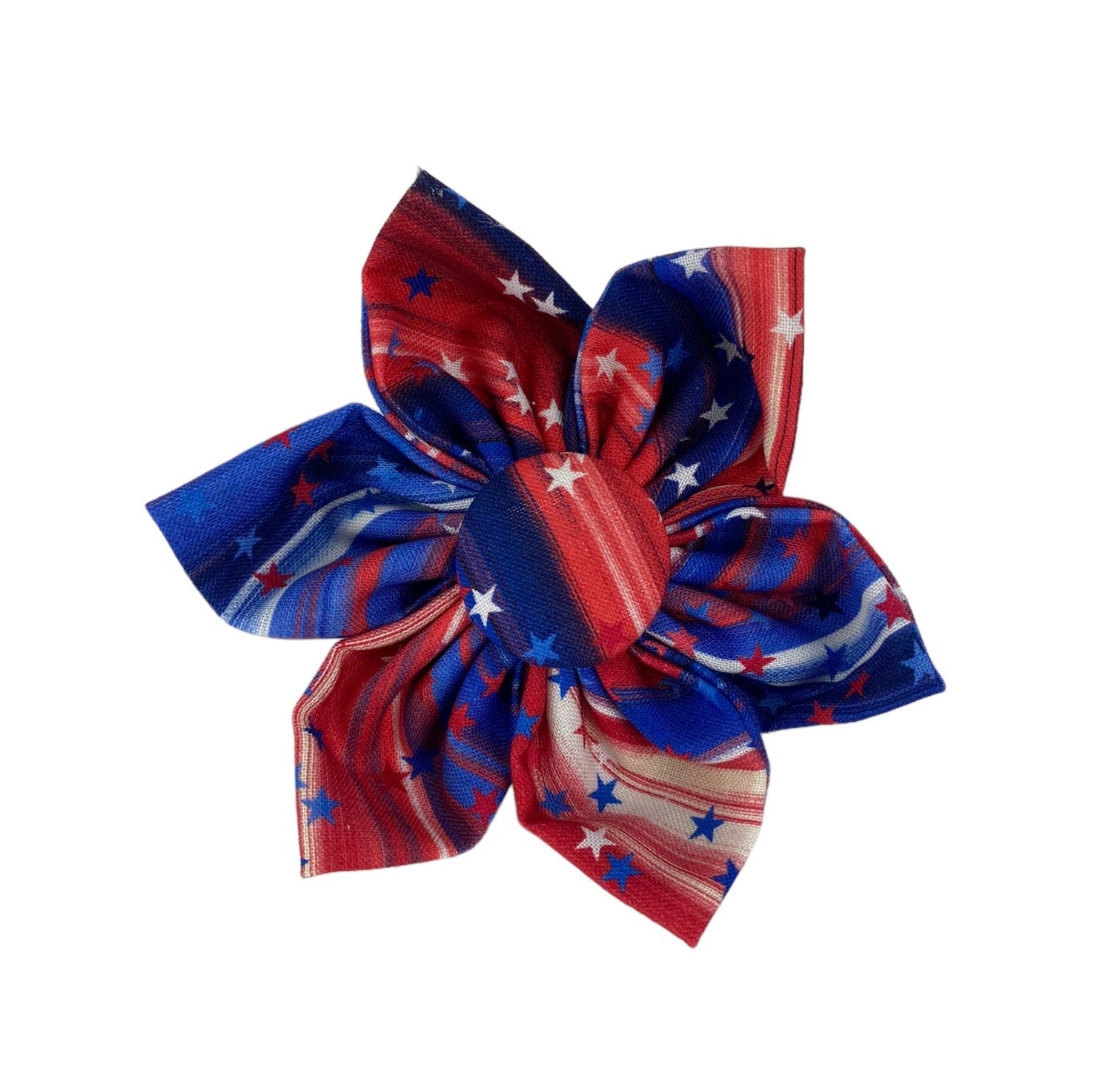 Dog Collar Accessory. Dog Collar flower by Duke & Fox. Duke and Fox dog collar flowers are removable and made to match our personalized collars. 4th of july dog collar accessory.