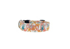 Whether choosing from a traditional dog collar, embroidered dog collar, or engraved buckle dog collar, you’ll find a great selection of personalized dog collars to choose from.  Duke & Fox® personalized dog collars come in a variety of unique styles and patterns. Our embroidered collars and engraved buckle collars also add to your dog's safety and your peace of mind with critical contact information should you and your dog get separated.  Coral starfish dog collar. 