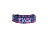 Personalized Dog Collar | Pink Varsity Plaid Dog Collar | Duke & Fox®