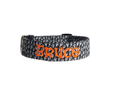 Whether choosing from a traditional dog collar, embroidered dog collar, or engraved buckle dog collar, you’ll find a great selection of personalized dog collars to choose from.  Duke & Fox® personalized dog collars come in a variety of unique styles and patterns. Our embroidered collars and engraved buckle collars also add to your dog's safety and your peace of mind with critical contact information should you and your dog get separated.  Ghost dog collar. Halloween dog collar. 