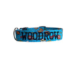 Whether choosing from a traditional dog collar, embroidered dog collar, or engraved buckle dog collar, you’ll find a great selection of personalized dog collars to choose from.  Duke & Fox® personalized dog collars come in a variety of unique styles and patterns. Our embroidered collars and engraved buckle collars also add to your dog's safety and your peace of mind with critical contact information should you and your dog get separated.  Comic dog collar. 