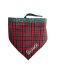 A personalized bandana by Duke & Fox is the perfect pet accessory that is customized with the pet's name. Bandanas that are double sided for more options. Buffalo plaid embroidered dog bandana. 
