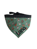 A personalized bandana by Duke & Fox is the perfect pet accessory that is customized with the pet's name. Bandanas that are double sided for more options. Christmas chickens embroidered dog bandana. 