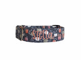Farmhouse Pumpkin Dog Collar. Personalized Dog Collar. Embroidered Dog Collar. Pumpkin Dog Collar with Embroidered Name  with coral thread. Custom Dog Collar by Duke & Fox.