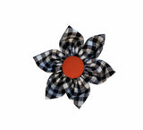Dog Collar Flower | Black Gingham & Orange Dog Collar Flower | Duke & Fox®